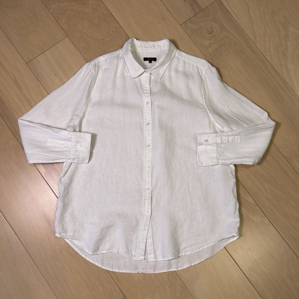 Quince White Linen Button Up Shirt Long Sleeve Men's XL
